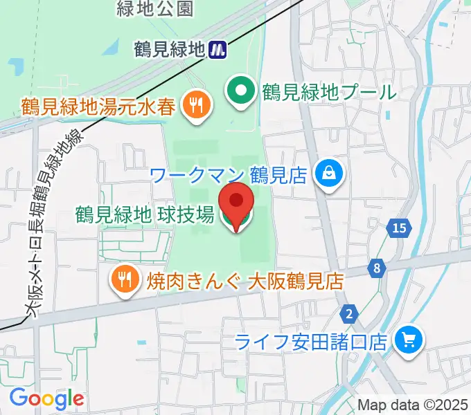 鶴見緑地球技場の地図