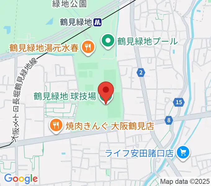 鶴見緑地球技場の地図