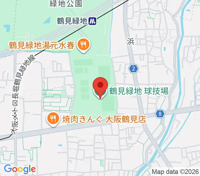 鶴見緑地球技場の地図