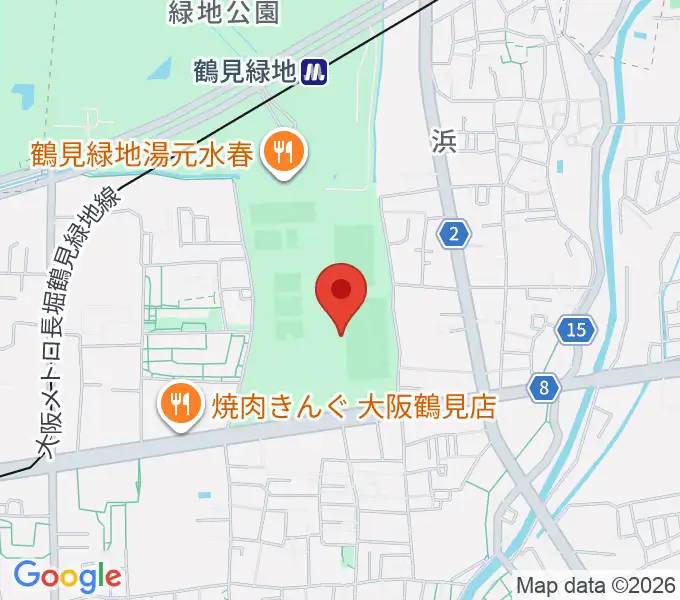 鶴見緑地球技場の地図