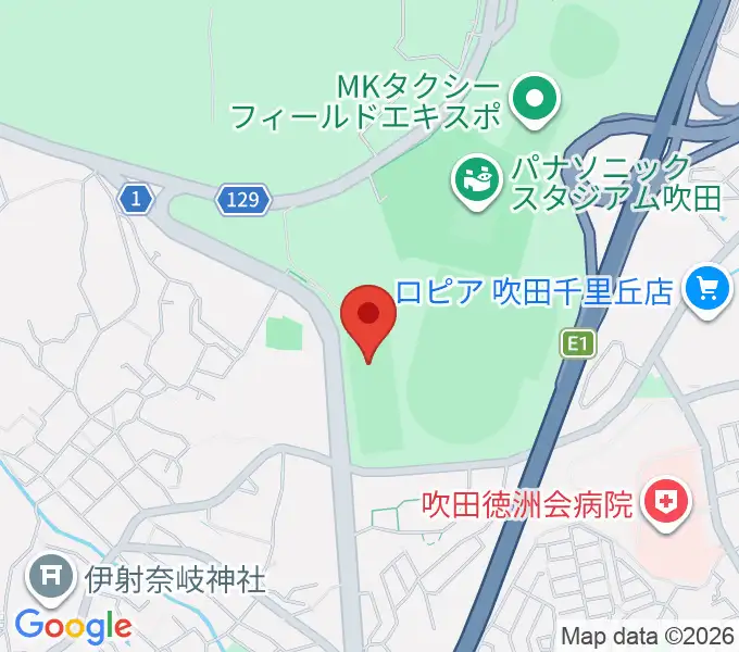 OFA万博フットボールセンターの地図