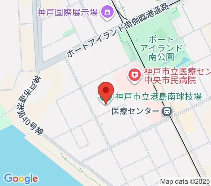 神戸市立港島南球技場の地図