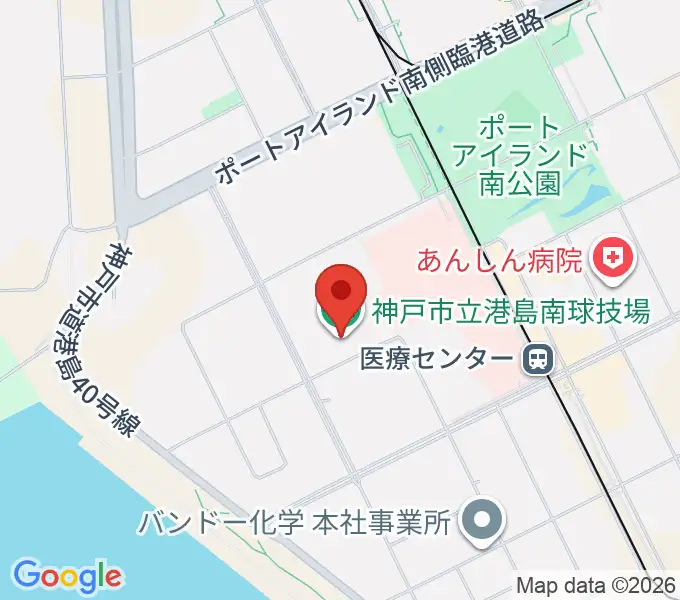 神戸市立港島南球技場の地図