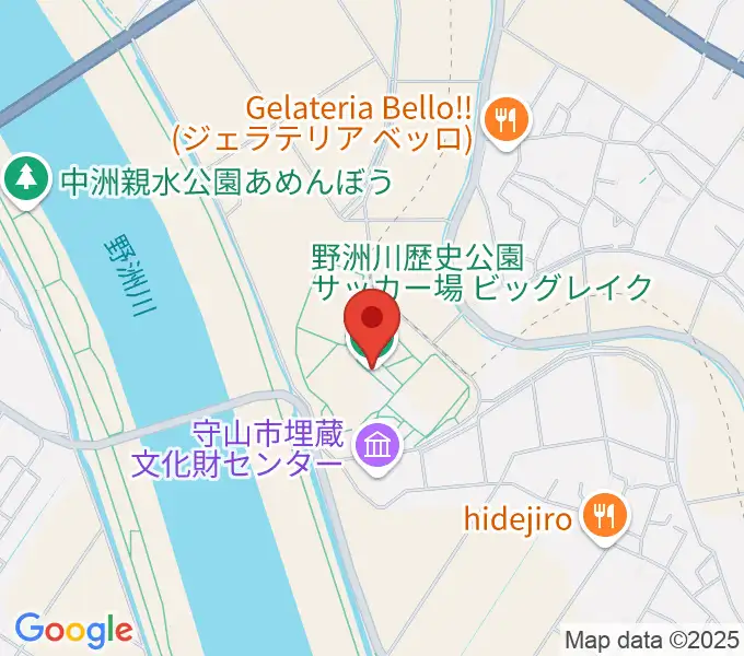 野洲川歴史公園サッカー場ビッグレイクの地図