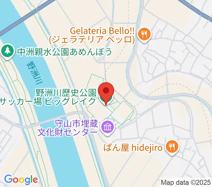 野洲川歴史公園サッカー場ビッグレイクの地図