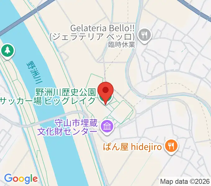 野洲川歴史公園サッカー場ビッグレイクの地図