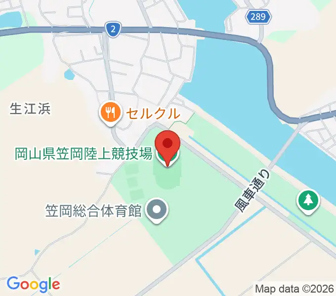 岡山県笠岡陸上競技場の地図