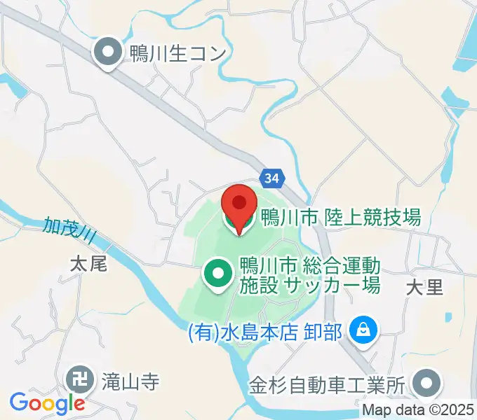 鴨川市陸上競技場の地図