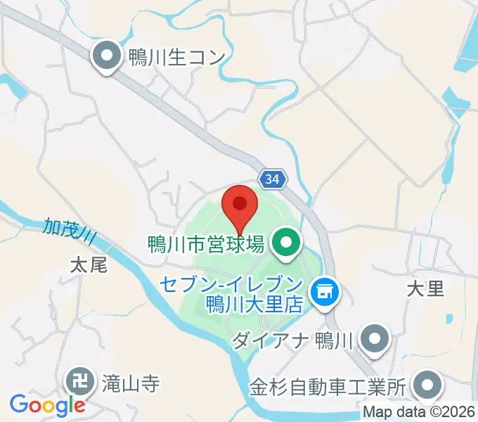 鴨川市陸上競技場の地図