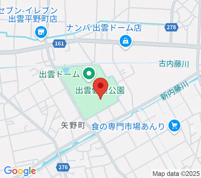 出雲健康公園多目的運動場の地図