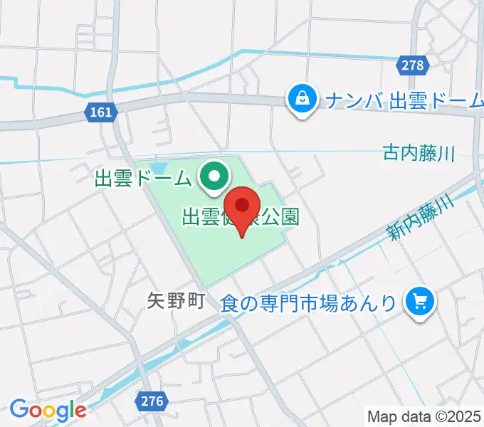 出雲健康公園多目的運動場の地図