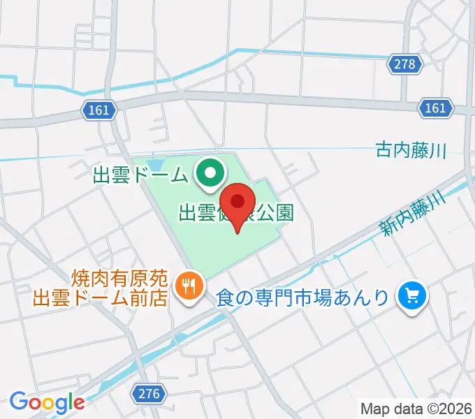 出雲健康公園多目的運動場の地図