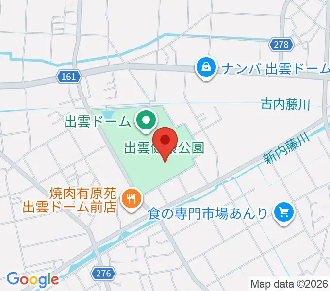 出雲健康公園多目的運動場の地図