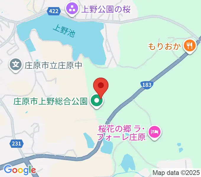 庄原市上野総合公園陸上競技場の地図
