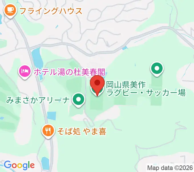 岡山県美作ラグビー・サッカー場の地図