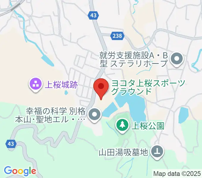 ヨコタ上桜スポーツグラウンドの地図