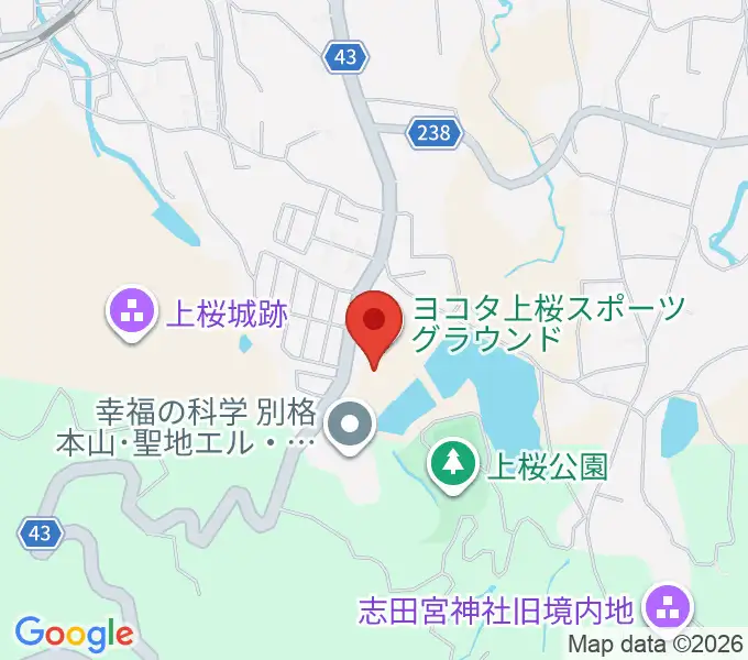 ヨコタ上桜スポーツグラウンドの地図