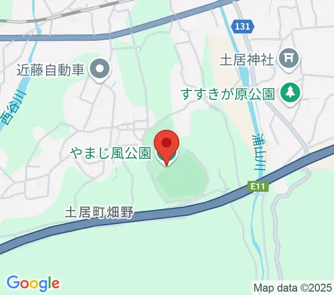やまじ風公園多目的グラウンドの地図