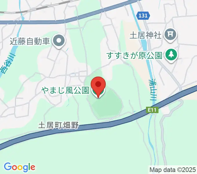 やまじ風公園多目的グラウンドの地図