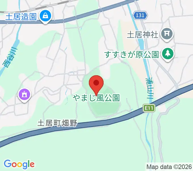 やまじ風公園多目的グラウンドの地図