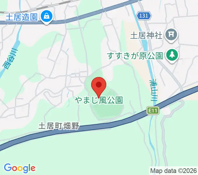 やまじ風公園多目的グラウンドの地図