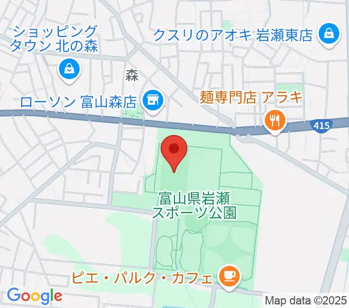 富山県岩瀬スポーツ公園サッカー・ラグビー場の地図