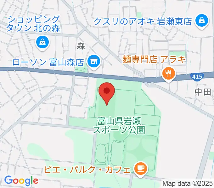 富山県岩瀬スポーツ公園サッカー・ラグビー場の地図