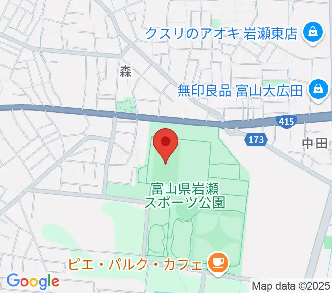 富山県岩瀬スポーツ公園サッカー・ラグビー場の地図