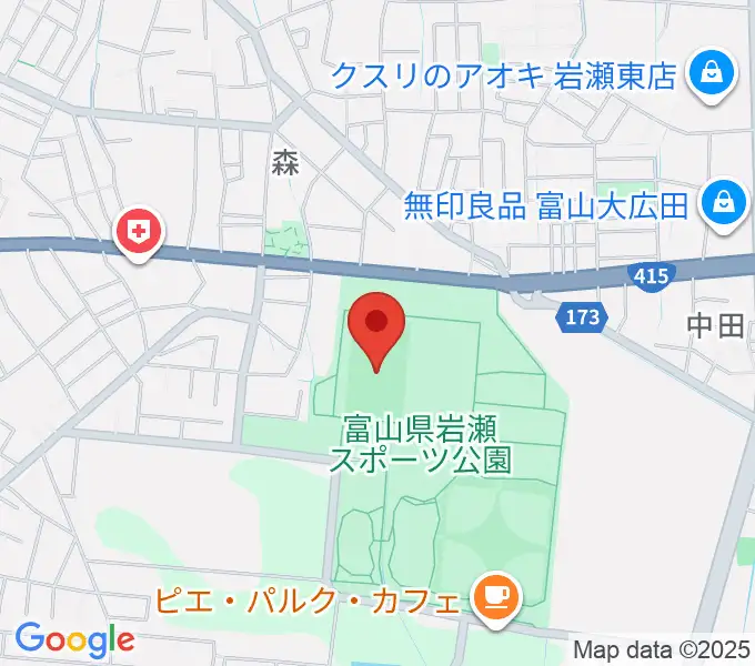 富山県岩瀬スポーツ公園サッカー・ラグビー場の地図