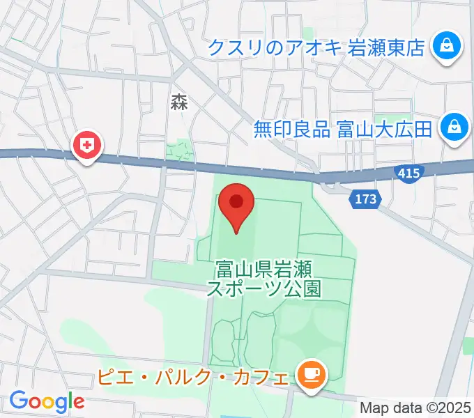 富山県岩瀬スポーツ公園サッカー・ラグビー場の地図