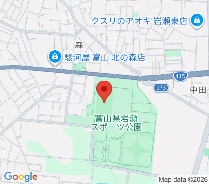 富山県岩瀬スポーツ公園サッカー・ラグビー場の地図