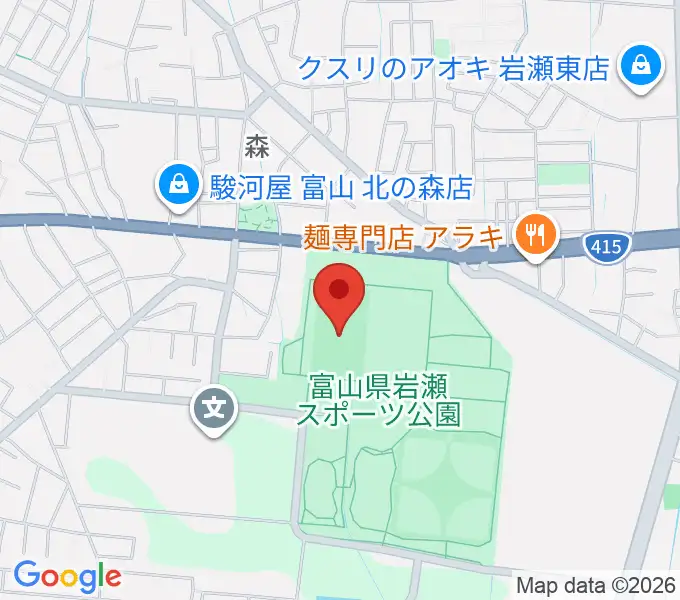 富山県岩瀬スポーツ公園サッカー・ラグビー場の地図