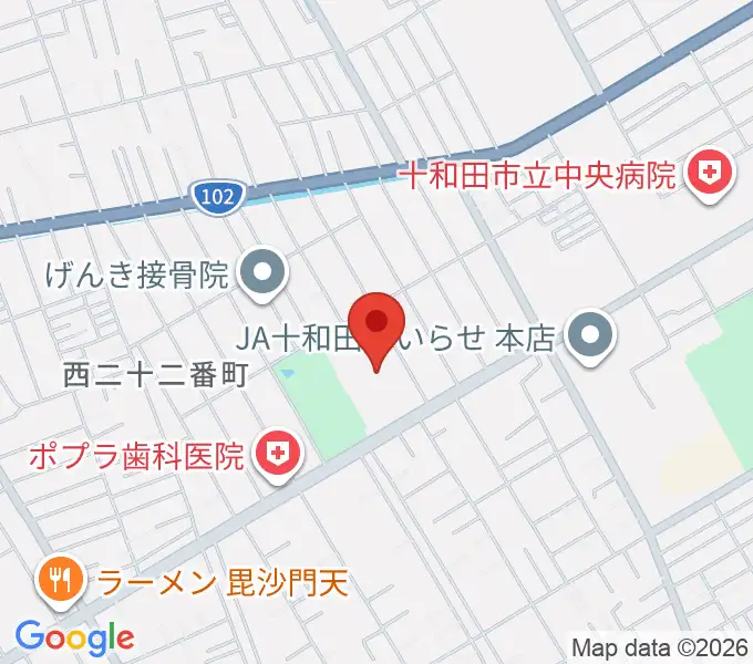 十和田市若葉球技場の地図
