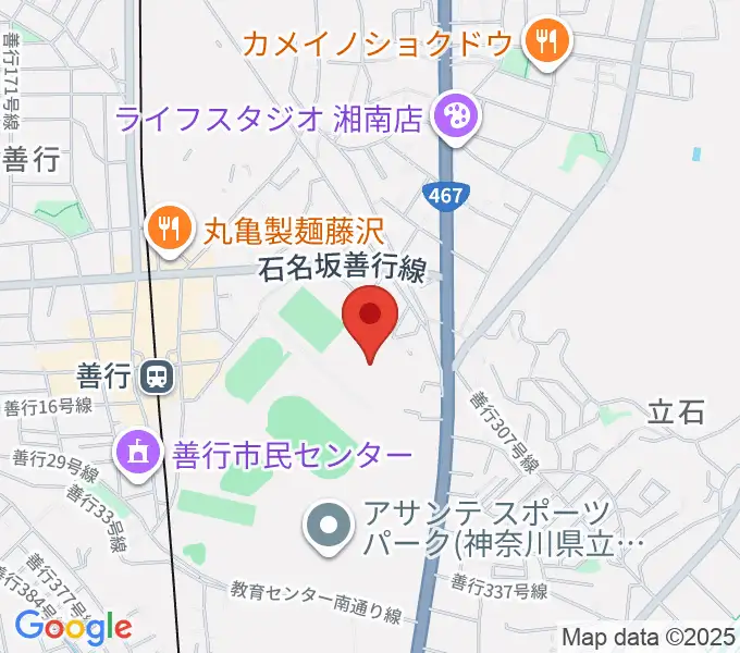 アサンテスポーツパーク球技場の地図