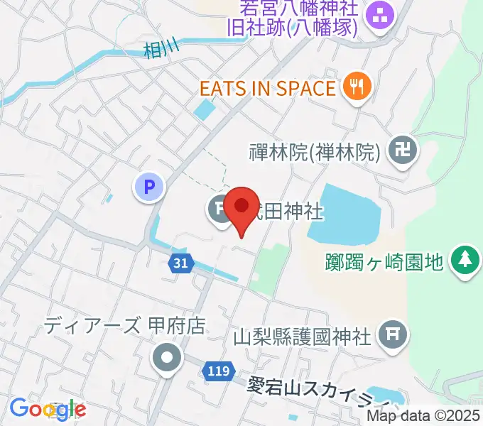 武田神社宝物殿の地図