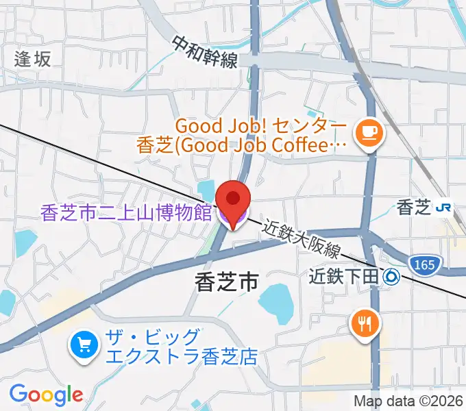 香芝市二上山博物館の地図