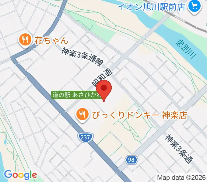 旭川市博物館の地図