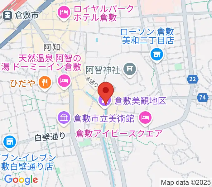 倉敷考古館の地図