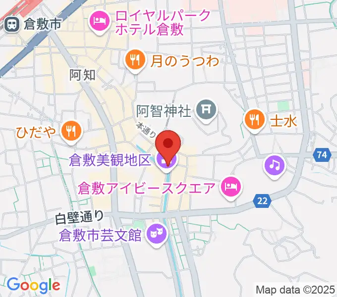 倉敷考古館の地図