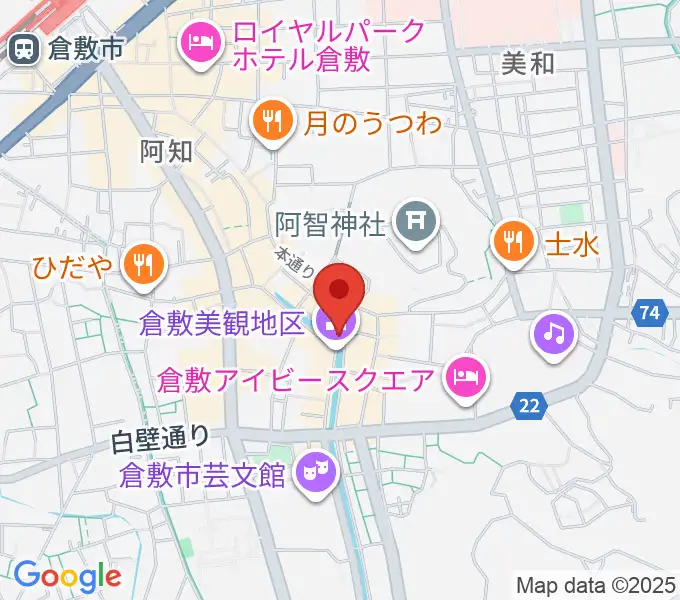 倉敷考古館の地図