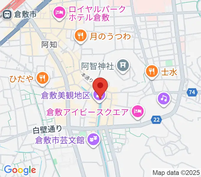 倉敷考古館の地図