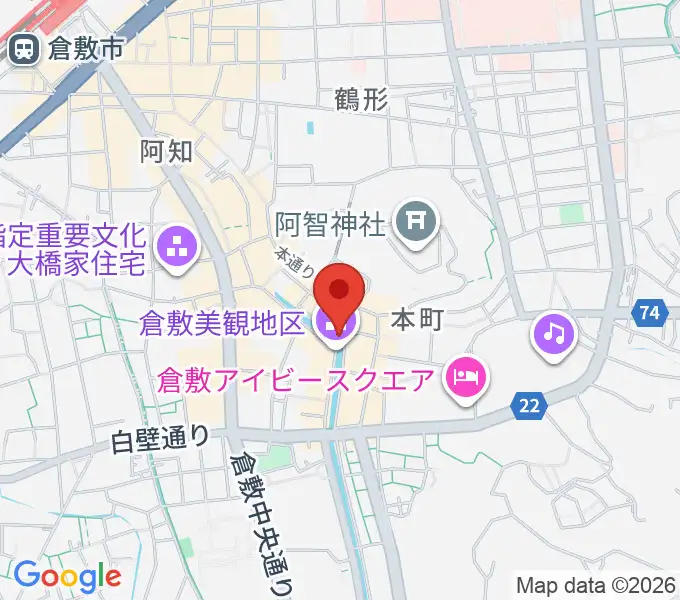 倉敷考古館の地図