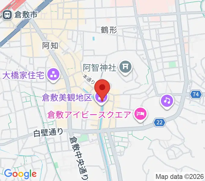 倉敷考古館の地図