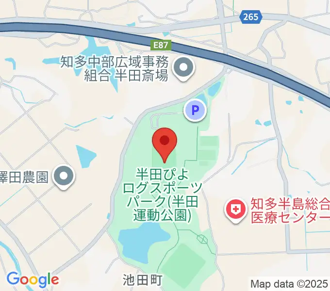 半田ぴよログスポーツパーク陸上競技場の地図