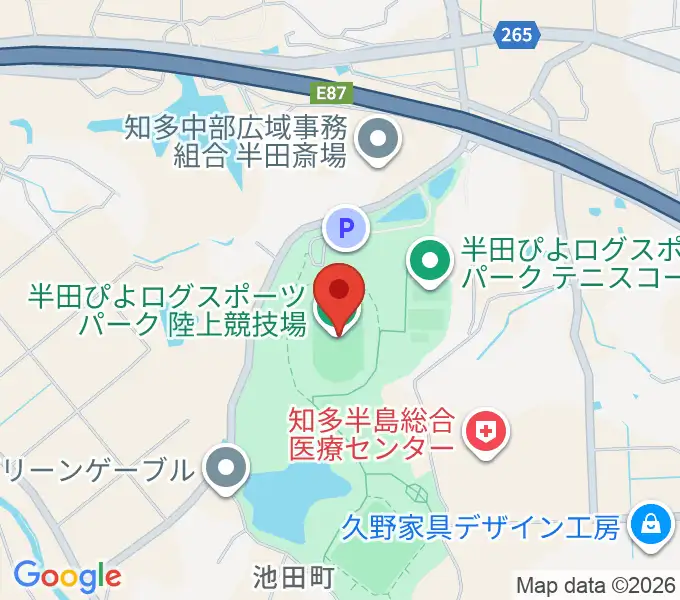半田ぴよログスポーツパーク陸上競技場の地図