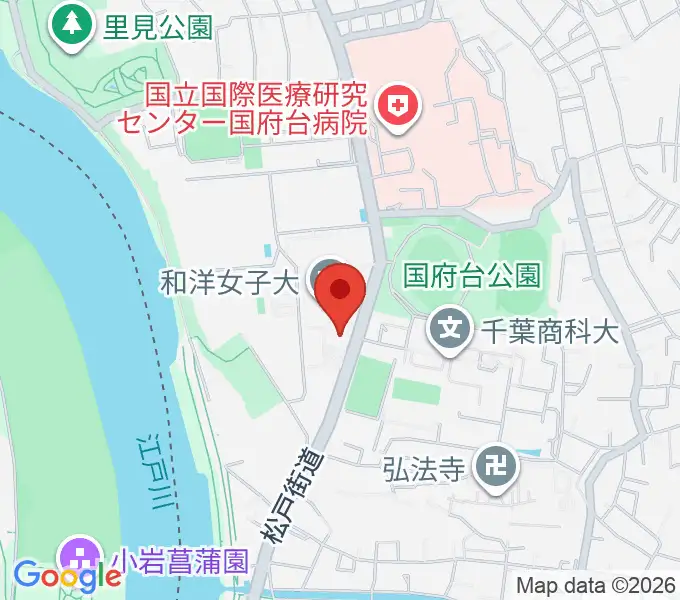 和洋女子大学文化資料館の地図