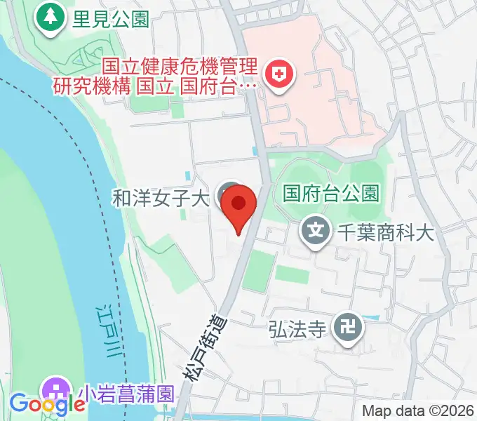 和洋女子大学文化資料館の地図