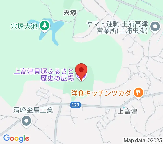 高津貝塚ふるさと歴史の広場の地図