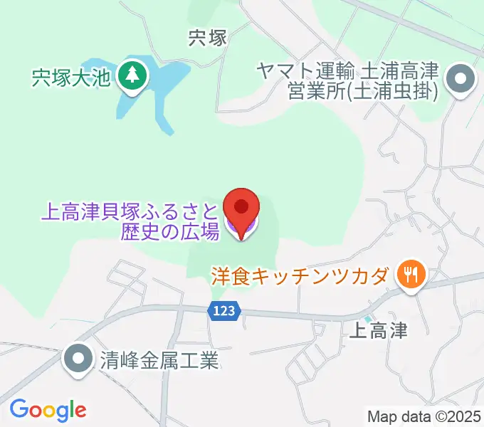 高津貝塚ふるさと歴史の広場の地図