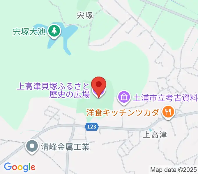 高津貝塚ふるさと歴史の広場の地図